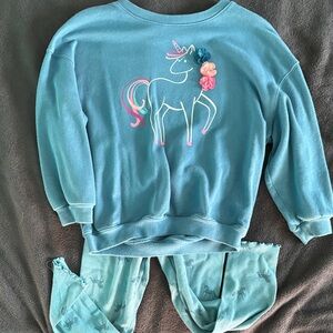 Kids Blue Unicorn Sweater Set